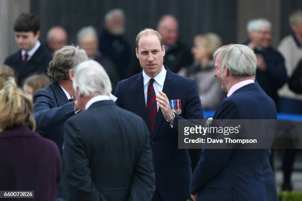 Prince William, Duke of Cambridge is seen during the official opening of a new Remembrance Centre at The National Memorial Arboretum on March 29,...