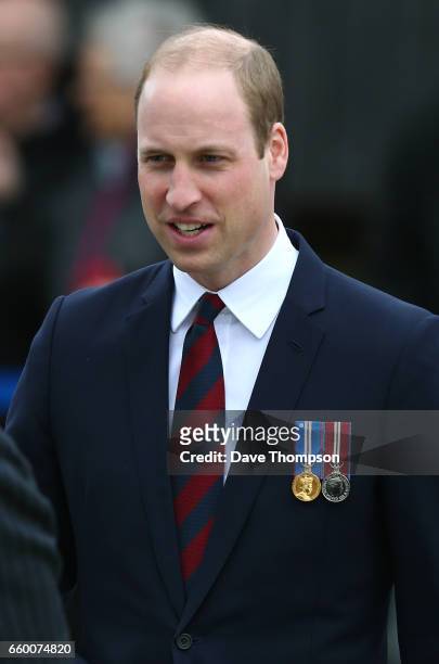 Prince William, Duke of Cambridge is seen at the official opening of a new Remembrance Centre at The National Memorial Arboretum on March 29, 2017 in...