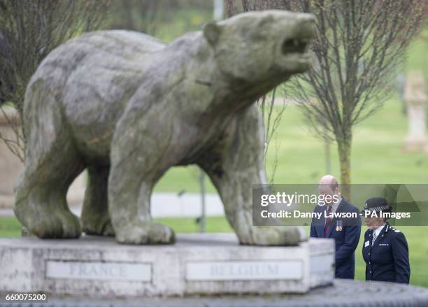 The Duke of Cambridge by the Polar Bear Memorial during a visit to open a new remembrance centre at the National Memorial Arboretum in Alrewas,...