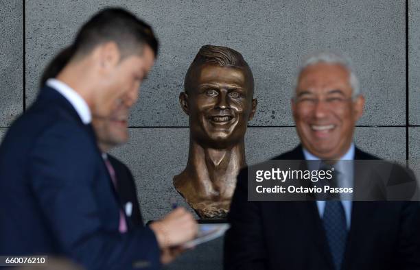 Statue of Cristiano Ronaldo at the ceremony at Madeira Airport to rename it Cristiano Ronaldo Airport on March 29, 2017 in Santa Cruz, Madeira,...