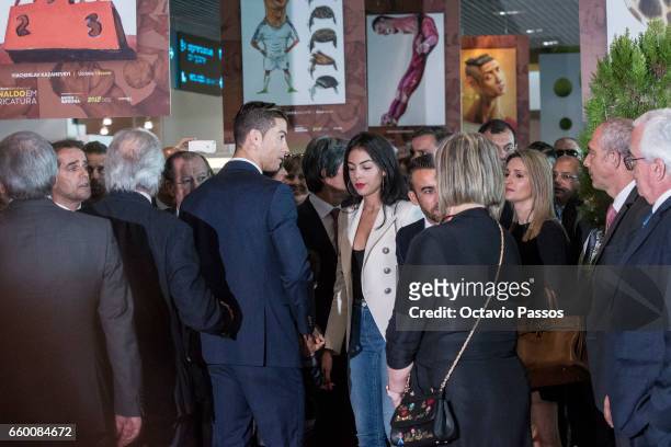 Cristiano Ronaldo and his girlfriend Georgina Rodriguez attend during the ceremony at Madeira Airport to rename it Cristiano Ronaldo Airport on March...