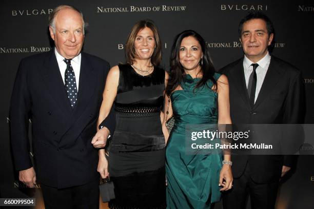 Nicola Bulgari, Camilla Valsecchi, Beatrice Bulgari and Pietro Valsecchi attend BVLGARI hosts the 2008 National Board of Review Awards - Red Carpet...