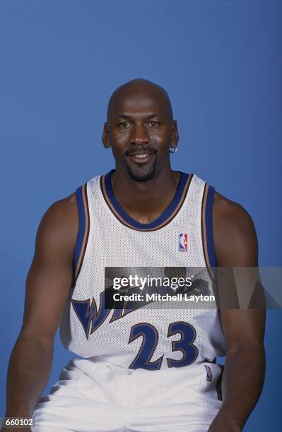 Michael Jordan of the Washington Wizards poses for a studio portrait on Media Day in Washington, DC. NOTE TO USER: It is expressly understood that...