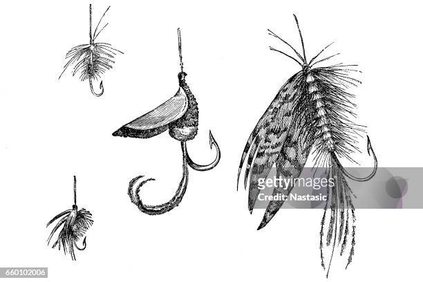 künstliche angeln köder set - angeln am see stock-grafiken, -clipart, -cartoons und -symbole