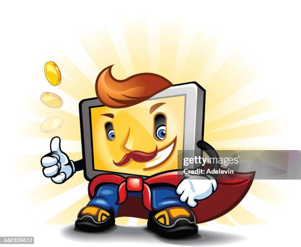 cartoon gadget character - express checkout stock illustrations