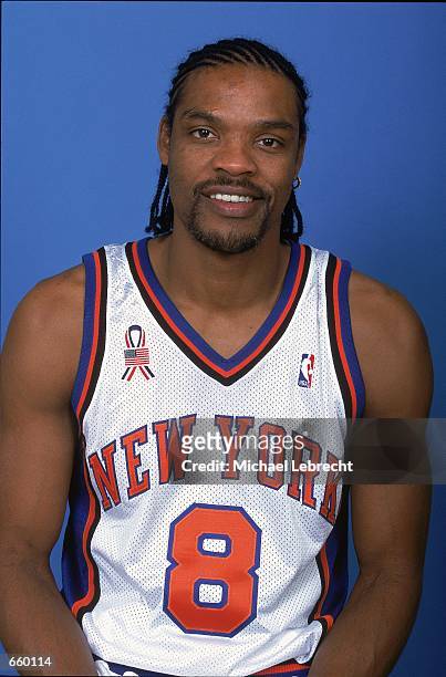 Latrell Sprewell of the New York Knicks poses for a studio portrait on Media Day in New York City, New York. NOTE TO USER: It is expressly understood...