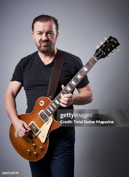 Portrait of English comedian, writer and director Ricky Gervais, photographed in London while promoting his 2016 film 'David Brent: Life On The...
