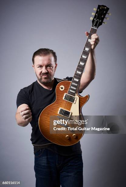 Portrait of English comedian, writer and director Ricky Gervais, photographed in London while promoting his 2016 film 'David Brent: Life On The...