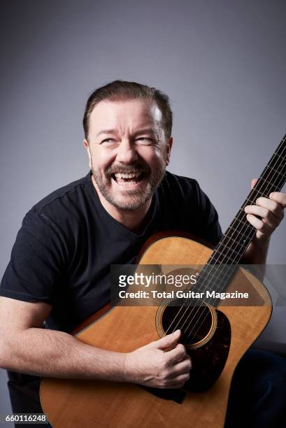 Portrait of English comedian, writer and director Ricky Gervais, photographed in London while promoting his 2016 film 'David Brent: Life On The...