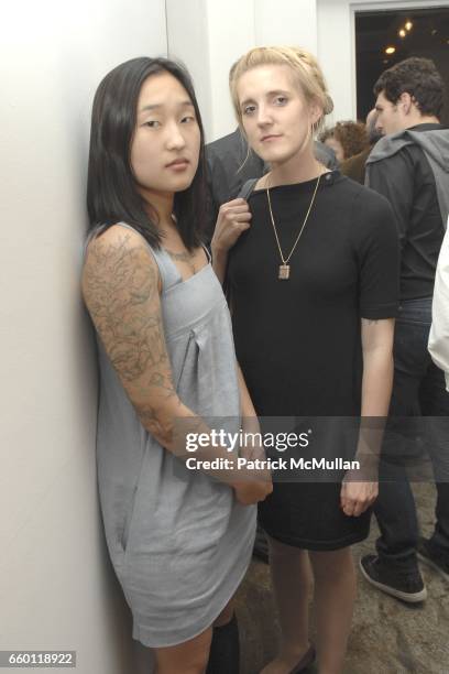 Yvonne Lee and Whitney Hubbs attend SHE: Images of women by Wallace Berman and Richard Prince Opening at Michael Kohn Gallery on January 15, 2009 in...