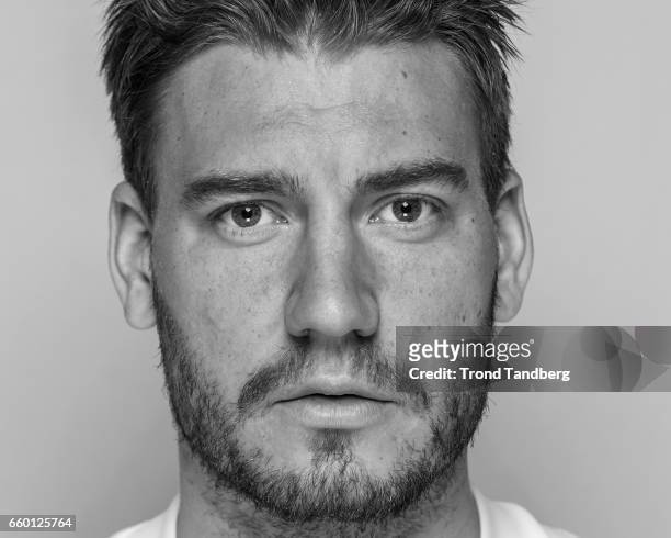 Nicklas Bendtner of Rosenborg BK during poses during a photocall on March 29, 2017 in Bergen, Norway.