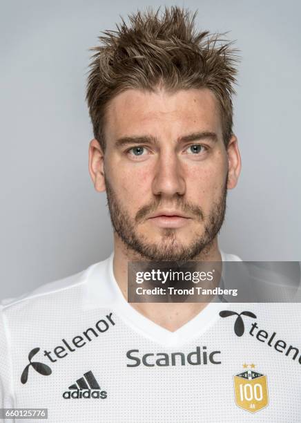 Nicklas Bendtner of Rosenborg BK during poses during a photocall on March 29, 2017 in Bergen, Norway.