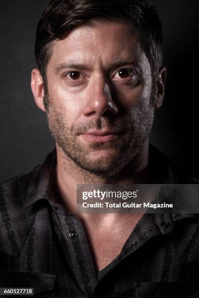 Portrait of American musician Wes Borland, guitarist with indie rock group Queen Kwong, photographed at Ace Hotel in London, on June 2, 2016.