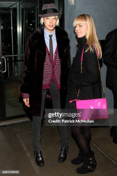 Agyness Deyn and Fiona Birne attend THE CINEMA SOCIETY & NEXTBOOK & GREY GOOSE host the after party for "DEFIANCE" at Shang at the Thompson LES Hotel...