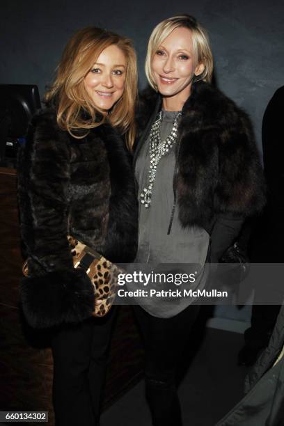 Caroline Berthet and Jackie Astier attend THE CINEMA SOCIETY & NEXTBOOK & GREY GOOSE host the after party for "DEFIANCE" at Shang at the Thompson LES...