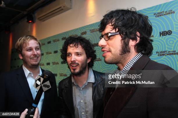 James Bobin, Bret McKenzie and Jermaine Clement attend HBO Hosts a the 2nd Season Viewing Party of: FLIGHT OF THE CONCHORDS at Angel and Orensanz...