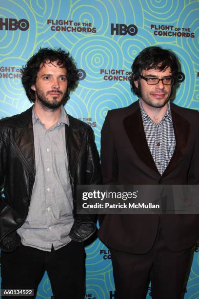Bret McKenzie and Jermaine Clement attend HBO Hosts a the 2nd Season Viewing Party of: FLIGHT OF THE CONCHORDS at Angel and Orensanz Foundation on...