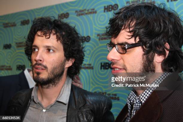Bret McKenzie and Jermaine Clement attend HBO Hosts a the 2nd Season Viewing Party of: FLIGHT OF THE CONCHORDS at Angel and Orensanz Foundation on...