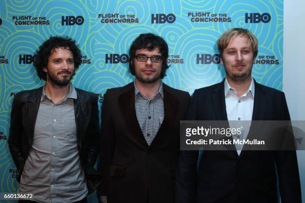 Bret McKenzie, Jermaine Clement and James Bobin attend HBO Hosts a the 2nd Season Viewing Party of: FLIGHT OF THE CONCHORDS at Angel and Orensanz...