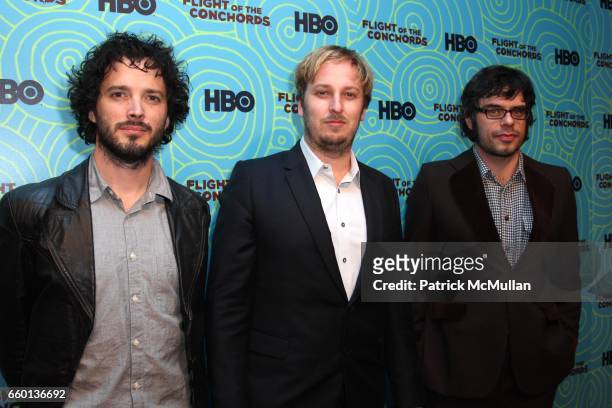 Bret McKenzie, James Bobin and Jermaine Clement attend HBO Hosts a the 2nd Season Viewing Party of: FLIGHT OF THE CONCHORDS at Angel and Orensanz...