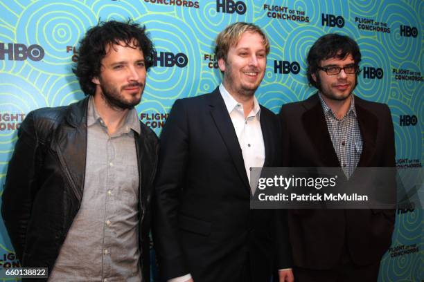 Bret McKenzie, James Bobin and Jermaine Clement attend HBO Hosts a the 2nd Season Viewing Party of: FLIGHT OF THE CONCHORDS at Angel and Orensanz...