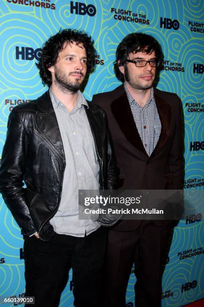 Bret McKenzie and Jermaine Clement attend HBO Hosts a the 2nd Season Viewing Party of: FLIGHT OF THE CONCHORDS at Angel and Orensanz Foundation on...