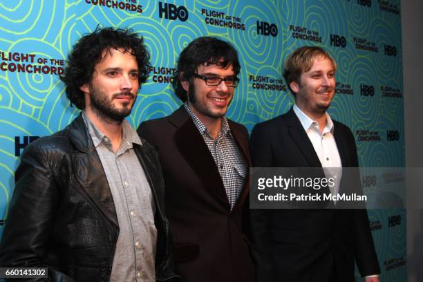 Bret McKenzie, Jermaine Clement and James Bobin attend HBO Hosts a the 2nd Season Viewing Party of: FLIGHT OF THE CONCHORDS at Angel and Orensanz...