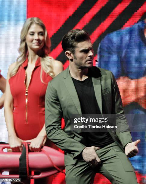 Zac Efron speaks at Paramount Pictures' presentation highlighting its 2017 summer and beyond during CinemaCon at The Colosseum at Caesars Palace on...