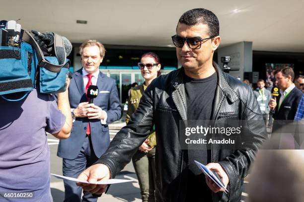 Portuguese football player Cristiano Ronaldo's brother Hugo Aveiro and his sister Elam Aveiro arrive to attend a ceremony held to rename Madeira's...