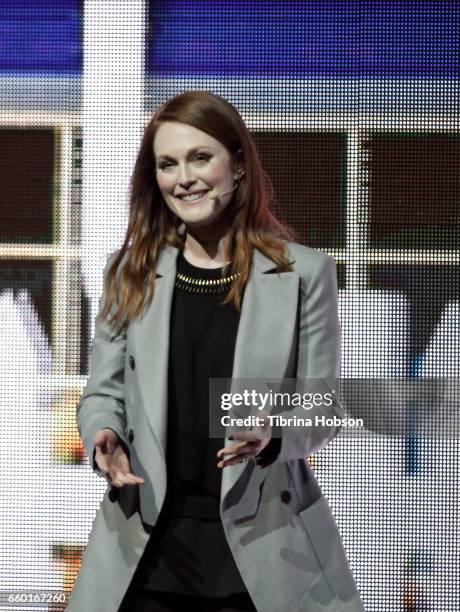Julianne Moore speaks at Paramount Pictures' presentation highlighting its 2017 summer and beyond during CinemaCon at The Colosseum at Caesars Palace...