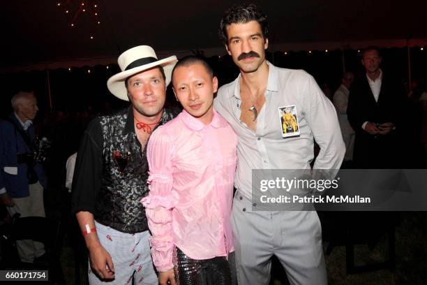 Rufus Wainwright, Terence Koh and Jorn Weisbrodt attend "Inferno" The 16th Annual WATERMILL CENTER Summer Benefit at The Watermill Center on July 25,...