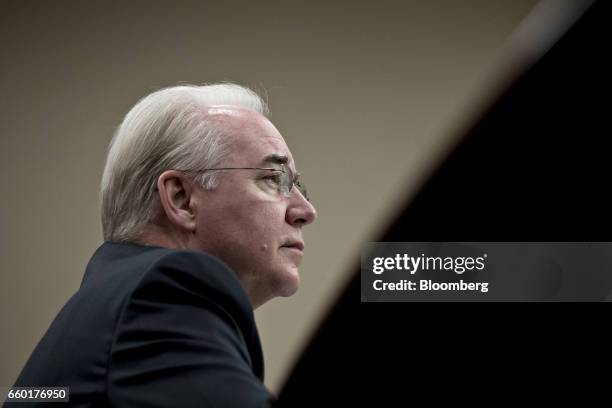 Tom Price, U.S. Secretary of Health and Human Services , listens during a House Appropriations Subcommittee hearing in Washington, D.C., U.S., on...