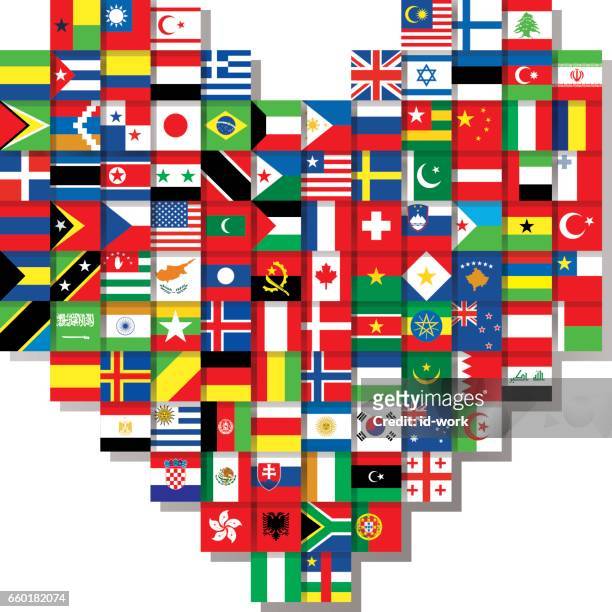 national flags with heart - international friendly south africa v denmark stock illustrations