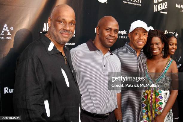 Danny Simmons, Guest, Russell Simmons and Tangie Murray attend RUSSELL SIMMONS Celebrates the 10th Anniversary of ART FOR LIFE at Private Residance...