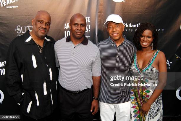 Danny Simmons, Guest, Russell Simmons and Tangie Murray attend RUSSELL SIMMONS Celebrates the 10th Anniversary of ART FOR LIFE at Private Residance...