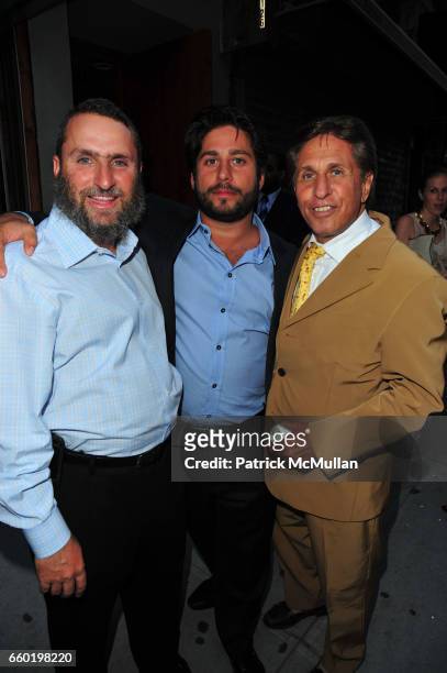 Rabbi Shmuley Boteach, Mike Heller and Mark Heller attend A Turen Grand Opening at A Turen on July 8, 2009 in New York City.