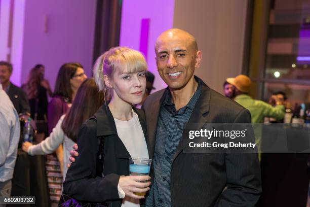 Actress Antonia Campbell-Hughes and Director Andrew Goth attend the Fathom Events And Terra Mater Film Studios Premiere Event For "MindGamers: One...