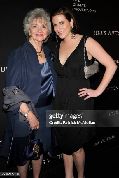 Marilyn Lovell and Caroline Harrison attend LOUIS VUITTON 40th Anniversary of the Lunar Landing Tribute Event at Rose Center for Earth and Space on...