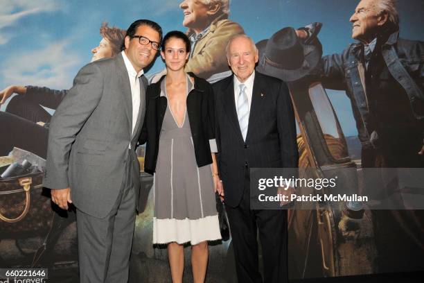 Lorenzo Lorenzotti, Lucrezia Moncada and Jim Lovell attend LOUIS VUITTON 40th Anniversary of the Lunar Landing Tribute Event at Rose Center for Earth...