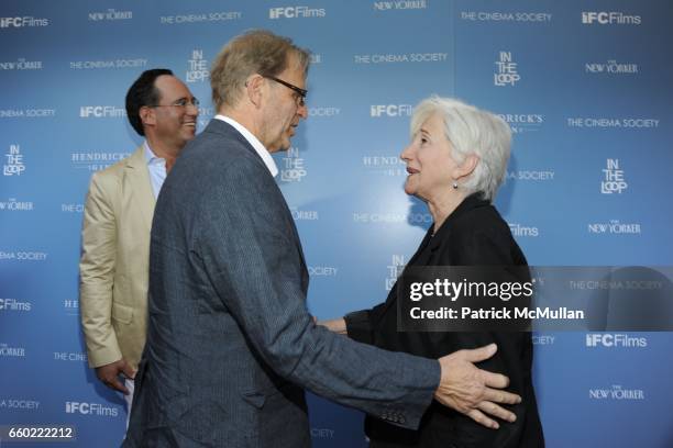 David Rasche and Olympia Dukakis attend THE CINEMA SOCIETY & THE NEW YORKER host a screening of "IN THE LOOP" at IFC Center on July 13, 2009 in New...