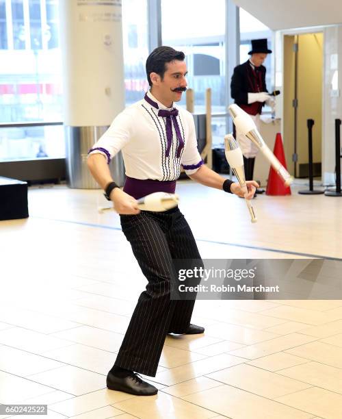 The Great Gaston, juggler extraordinaire performs at "CIRCUS 1903 The Golden Age Of Circus" Photocall at Madison Square Garden on March 29, 2017 in...