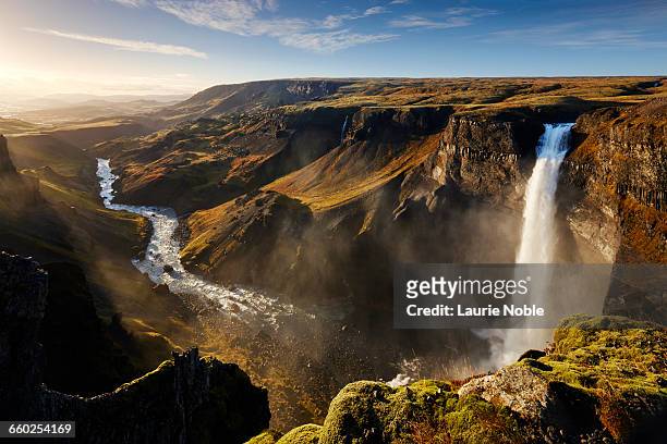 haifoss waterfall, iceland - majestic stock pictures, royalty-free photos & images