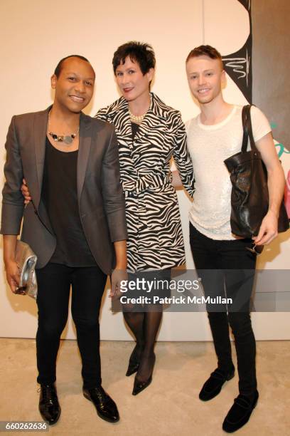 Jorge Gomez, Denise Woods and Craig Warfield attend OPENING RECEPTION for THE FEMALE GAZE: Women Look at Women at Cheim & Reid on June 25, 2009 in...