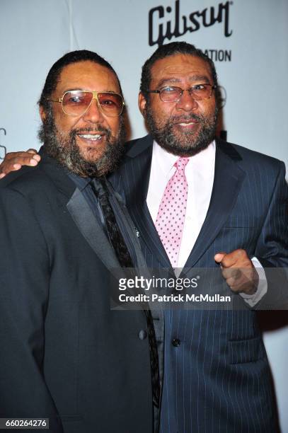 Brian Holland and Eddie Holland attend Songwriters Hall of Fame 40th Anniversary Induction Ceremony and Gala at Marriott Marquis Hotel NYC on June...