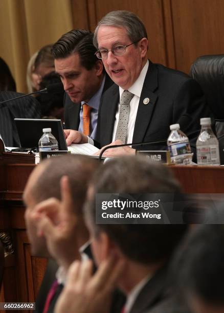 Committee Chairman Rep. Bob Goodlatte speaks during a markup hearing before the House Judiciary Committee March 29, 2017 on Capitol Hill in...