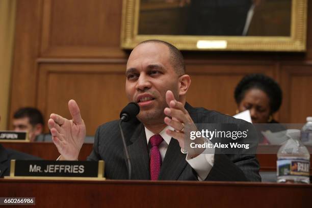 Rep. Hakeem Jeffries speaks during a markup hearing before the House Judiciary Committee March 29, 2017 on Capitol Hill in Washington, DC. The...