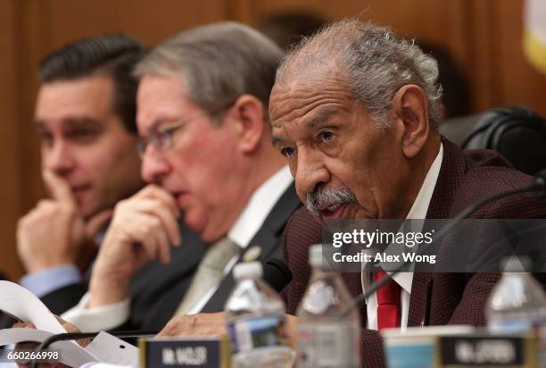 Committee Chairman Rep. Bob Goodlatte and ranking member Rep. John Conyers participate in a markup hearing before the House Judiciary Committee March...