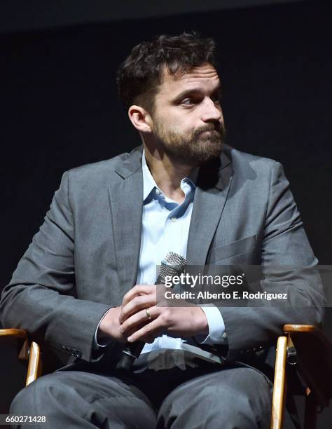 Actor Jake Johnson speaks onstage at CinemaCon 2017 Universal Pictures Invites You to a Special Presentation Featuring Footage from its Upcoming...