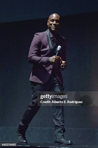 Actor Tyrese Gibson speaks onstage at CinemaCon 2017 Universal Pictures Invites You to a Special Presentation Featuring Footage from its Upcoming...