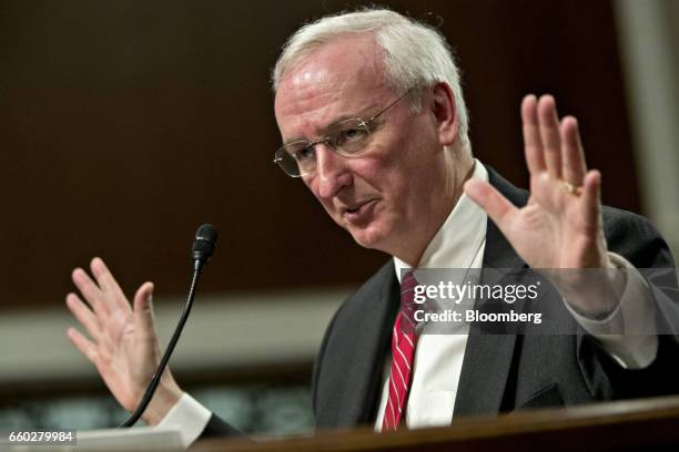 Jeffrey Rosen, deputy transportation secretary nominee for U.S. President Donald Trump, speaks during a Senate Transportation, Science and...